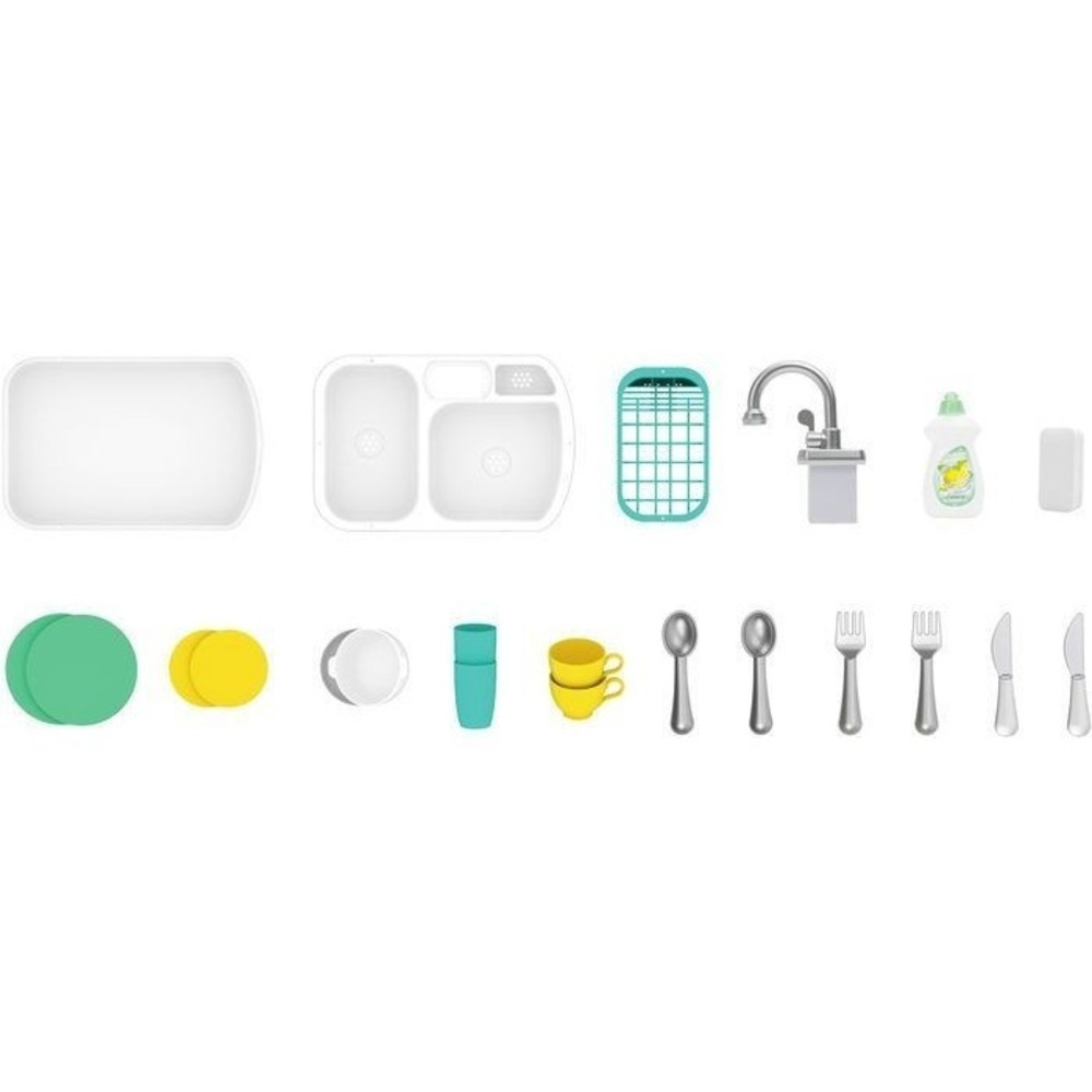 J'Adore Kitchen Sink Play Set 22 Piece Working Faucet with Flowing Water Toddler - Picture 5 of 6